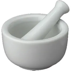 Mortar and Pestle for Grinding Spices and Herbs and Crushing Pills,  Fine-White Porcelain