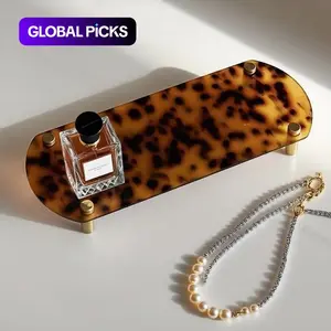 Elegant French Acrylic Tray Set, Turtle Brass Color Leopard Design, Perfect Room Decoration, 1/2 Pieces, Lightweight Stylish Home Accessories #GLOBAL PICKS