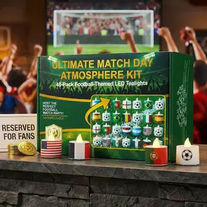 2026 Summer Soccer Cup DIY Flameless Candle Set – 48 Pack Flameless LED Tea Lights,60 PCS National Team Stickers (12 Countries, 5 Each) ，40 PCS Football Stickers, Flickering Battery Candles for Party & Home Decoration #SummerVibes