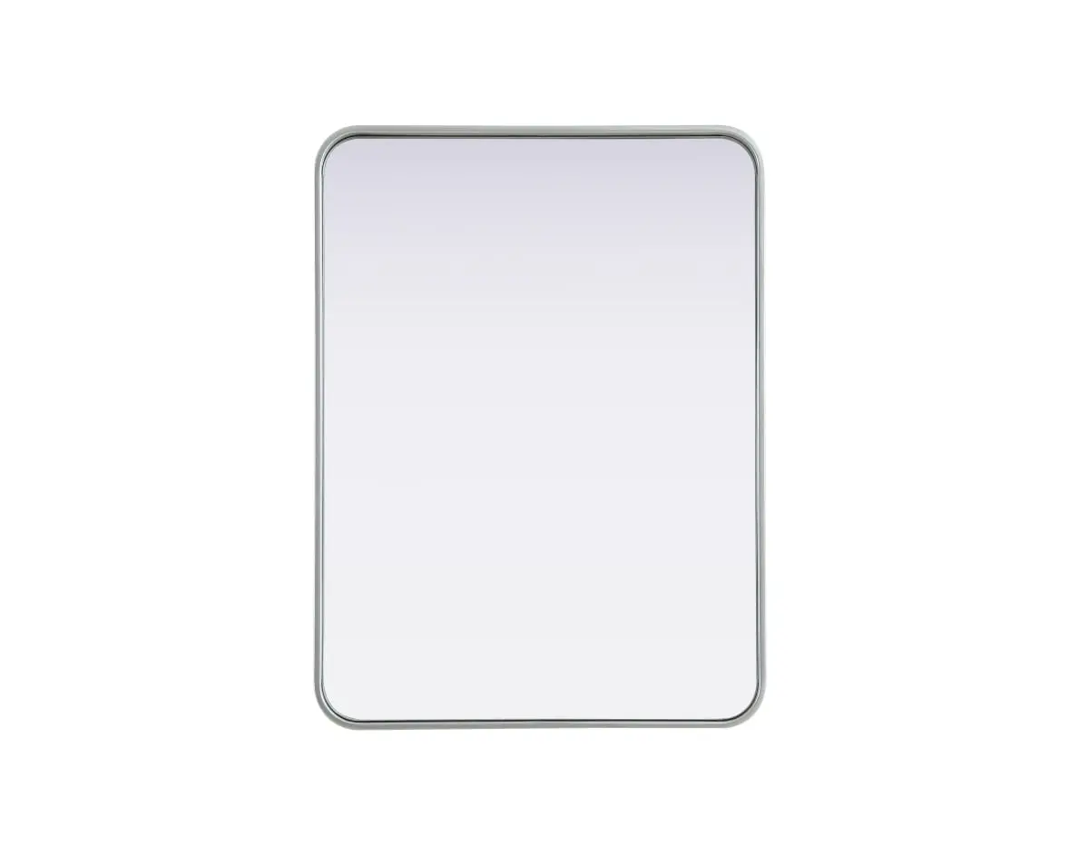 360 Stand Silver Rectangle Metal Frame Mirror - 24x32 in, Smooth Reflective Modern Design, Elegant Contour, Rounded Corners, Rounded Edges, Wall & Home Decor Mirror MR8A2432SIL, Decorative Mirror