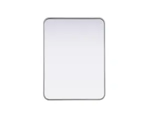 360 Stand Silver Rectangle Metal Frame Mirror - 24x32 in, Smooth Reflective Modern Design, Elegant Contour, Rounded Corners, Rounded Edges, Wall & Home Decor Mirror MR8A2432SIL, Decorative Mirror