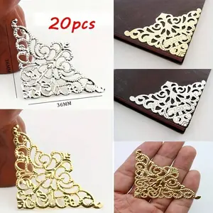 20pcs Metal Hollow Lace Corner Protectors, Creative DIY Notebook Decoration Materials, Decorative Edge Guards for Notebooks & Journals