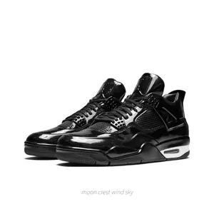 All-Black Patent Leather Mid-Top Sneakers