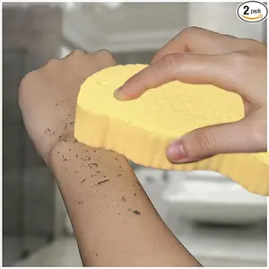[2count]Magic Exfoliating Bath Sponge,3D Super Soft Exfoliating Bath Sponge,Skin Friendly and Reusable,Alternative to exfoliating Gloves,Random Color.