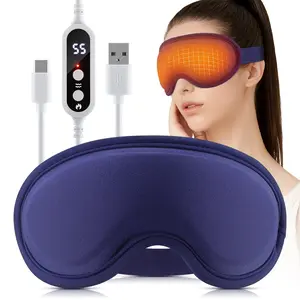 USB Heating Eye Mask, 3D Contour Sleep Eye Mask, Adjustable Strap, Soft Warm Compress Eye Mask, for Dry Eyes, Fatigue Relief, Travel, Office, Home Use