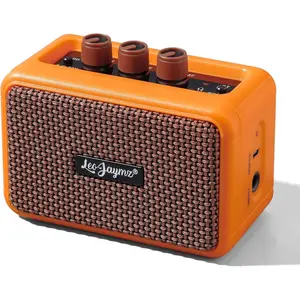 Mini Guitar Amplifier - 5W Dual Speaker BT  Guitar Amp, Rechargeable , Clean/Overdrive Modes, Headphone Jack,Ideal for Practice & Performance (Orange)