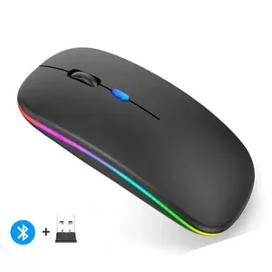 Rechargeable Wireless Mouse Bluetooth-Compatible 2.4Ghz Dual Modes Computer Mice with Nano Receiver for PC Laptop Macbook congdi