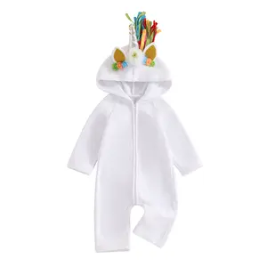 Calsunbaby Toddler Baby Girl Boy Halloween Costumes Unicorn Costume Hooded Unicorn Jumpsuit Long Sleeve Romper