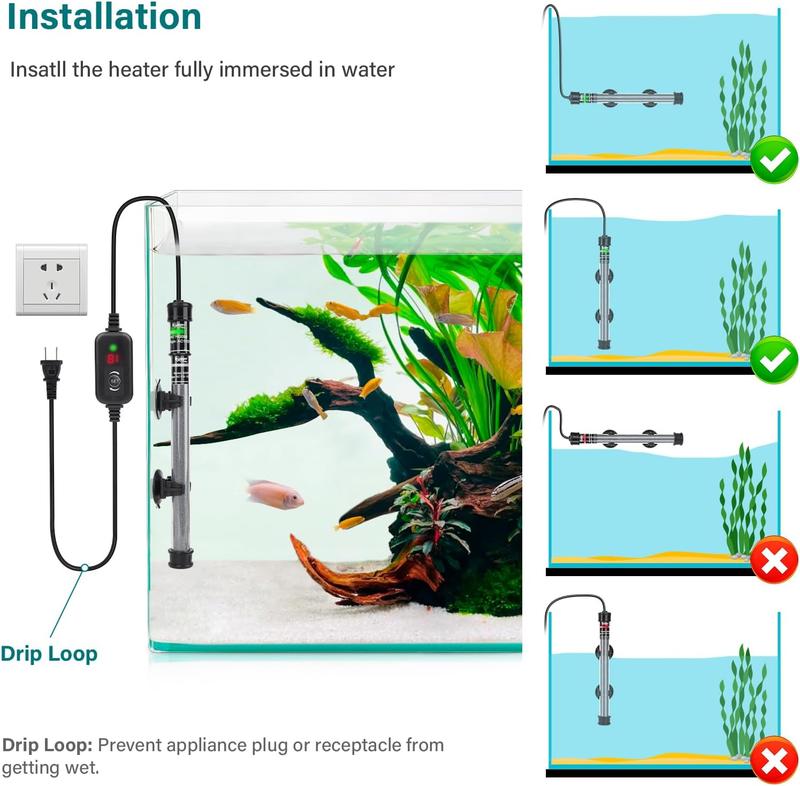hygger Submersible fishtank heater 100W 150W 200W 300W Adjustable Fish Tahk Heater with Temperature Controller, LED Display, Small Aquarium Betta Heater for up to 20/26/40/48 Gallons hygger Submersible fishtank heater 100W 150W 200W 300W Adjustable Fish Tahk Heater with Temperature Controller, LED Display, Small Aquarium Betta Heater for up to 20/26/40/48 Gallons