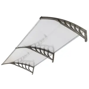 HT-Series Household Door & Window Rain Cover Eaves Canopy (200x100), Silver & Gray Brackets, Lightweight Washable Sheet [Code: 52463595] Washable Sheet Lightweight