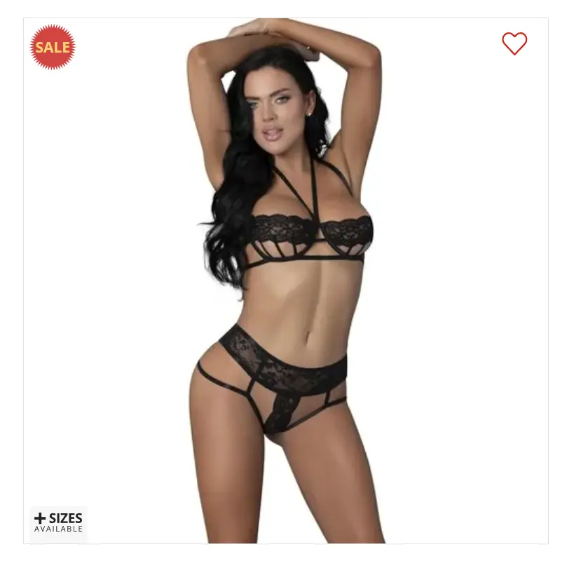 Scarlette Strappy Bra & Panty Set, Sexy and Sensual Lingerie Lace Babydoll