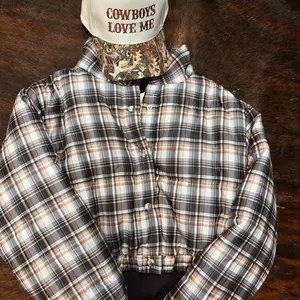 Plaid Puffer Jacket - Cowboys Love Me Theme, Casual Style