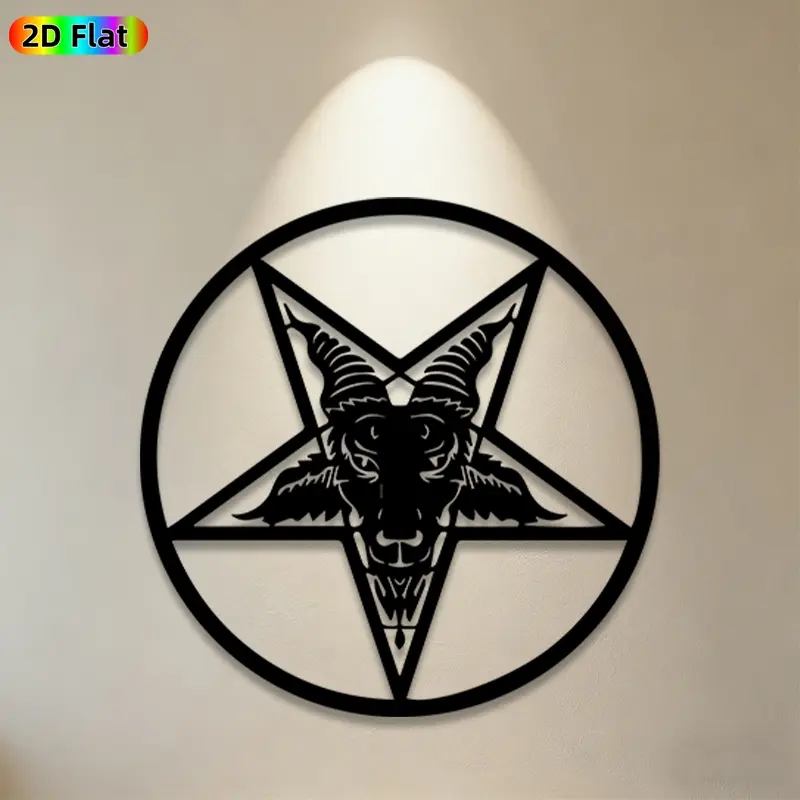 1pc Baphomet Metal Wall Art,Baphomet Statue Mural, Ideal Gift for Halloween, Gothic Theme Parties, Powder-Coated Metal Wall Decor Wall Sculptures, Perfect for Living Room Wall & Garden Fence, Gothic Culture Enthusiasts