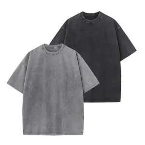 Pack of 4 men’s vintage heavyweight sports T-shirts; basic washed unisex T-shirt; 100% cotton comfortable casual short-sleeve fitness T-shirt suitable for everyday wear