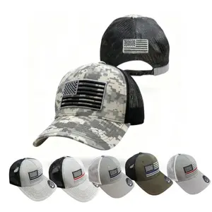 Trendy Thin Blue Line American Flag Trucker Hat - Adjustable Fit, Mesh Back, Stylish Patriotic Design, Ideal for Daily Outings & Hip - Hop Vibes, Perfect Gift for USA Fashion Fans