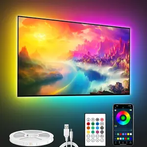 maylit ICRGB LED Lights for TV 44-70 Inch, 16.4FT RGB Monitor Backlight for Gaming Accessories, USB Powered Gamer Desk Setup Stuff Decorations, Game LED Strip Lights for Room Bedroom House Home Decor