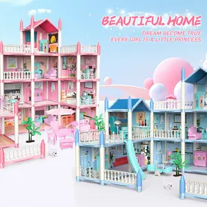 Princess Castle Dollhouse DIY Building Kit, Girls' Playhouse Toy Set, Perfect Gift for Kids, Interactive Pretend Play