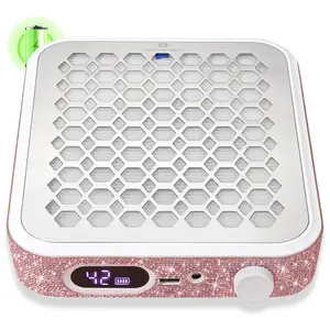 Nail Dust Collector, Rechargeable Dust Collector Nail Tech, Powerful Vacuum Fan Vent Dust Collector Extractor Dust Suction Machine for Acrylic Nails Polishing, Nail Salon&Home for Gifts for Women, Pink