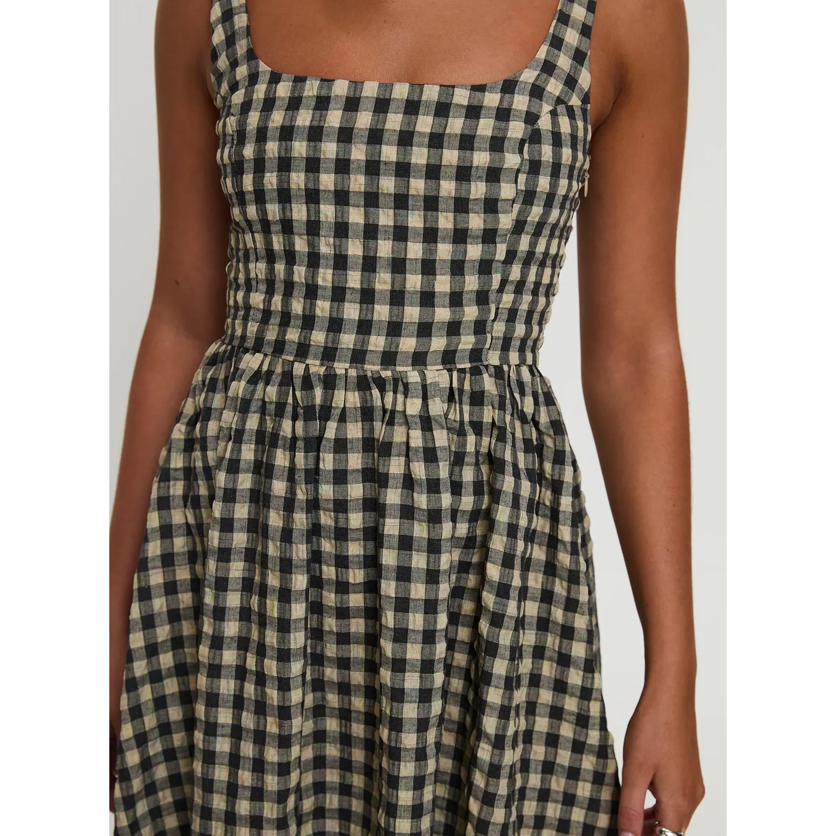 Cartmel Check Maxi Dress Black / Cream Petite - TikTok Shop