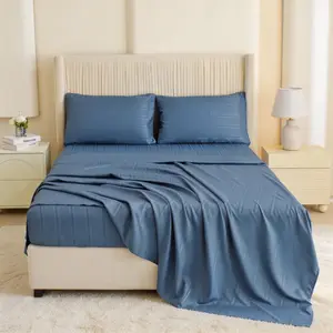 Luxury Satin Embroidered Design Bedding Set, 16 Inch Deep Fitted Sheet, Complete Bed Linen, Silky Satin Bedding, All-Season Use, Comfortable and Stylish