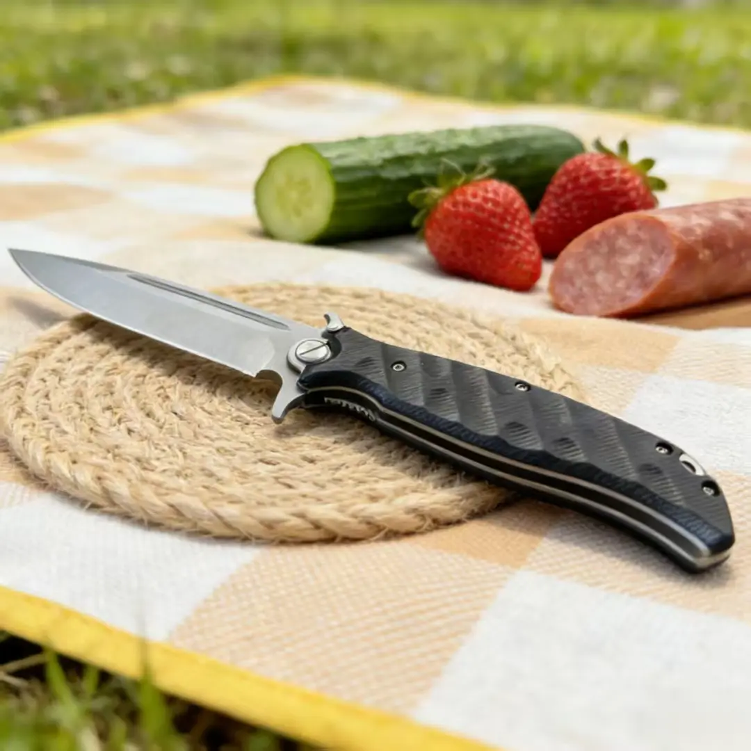 EDC Pocket Folding Knife for Adults - Portable Multi-Use Utility Knife with G10 Handle, High-Quality Stainless Steel Retractable Blade, Hock Design, Durable, Lightweight Camping Companion for Fighting, Whittling Tasks, Peeling, Multi-Use Tool, 11Cm