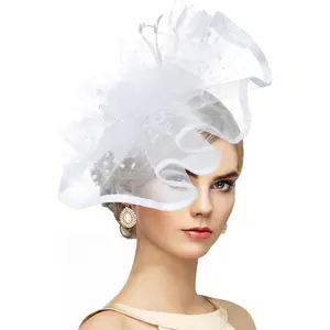 Kentucky Fascinators Hats for Women - 2026 Feather Mesh Derby Hat with Detachable Headband for Church Cocktail Party2026