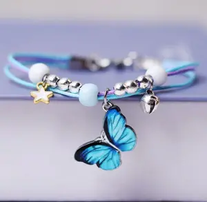 B73- Cute Drip Glaze Ceramic Butterfly Bracelet!