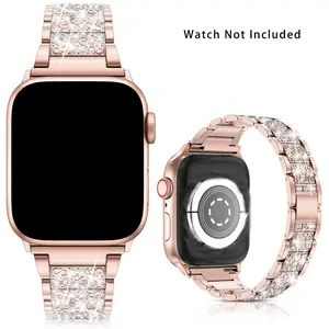 Women Jewelry Bling Diamond Metal Strap for Apple Watch Bands 38-49mm, Compatible with Iwatch Series Ultra Se/11/10/9/8/7/6/5/4/3/2/1, Smart Watch Accessories