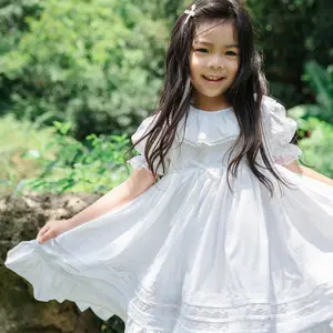 JannyBB Vintage Bluebell Heirloom Dress(white fabric with white lace)