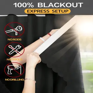 Portable 100% Blackout Curtain, Easy Install Curtain, 1 Count No Drill Window Shades with Stickers Glue, Halloween Decor Portable Blackout Window Curtain for Baby Nursery, Travel, Dorm Room