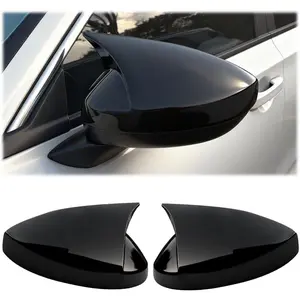 for Honda 11th Gen Civic 2022 2023 2024 2025 2026 Car Ox Horn Side Rearview Mirror Cover Wing Mirror Caps Trims Auto Exterior Decoration Accessories (Without Turn Signal Bright Black)