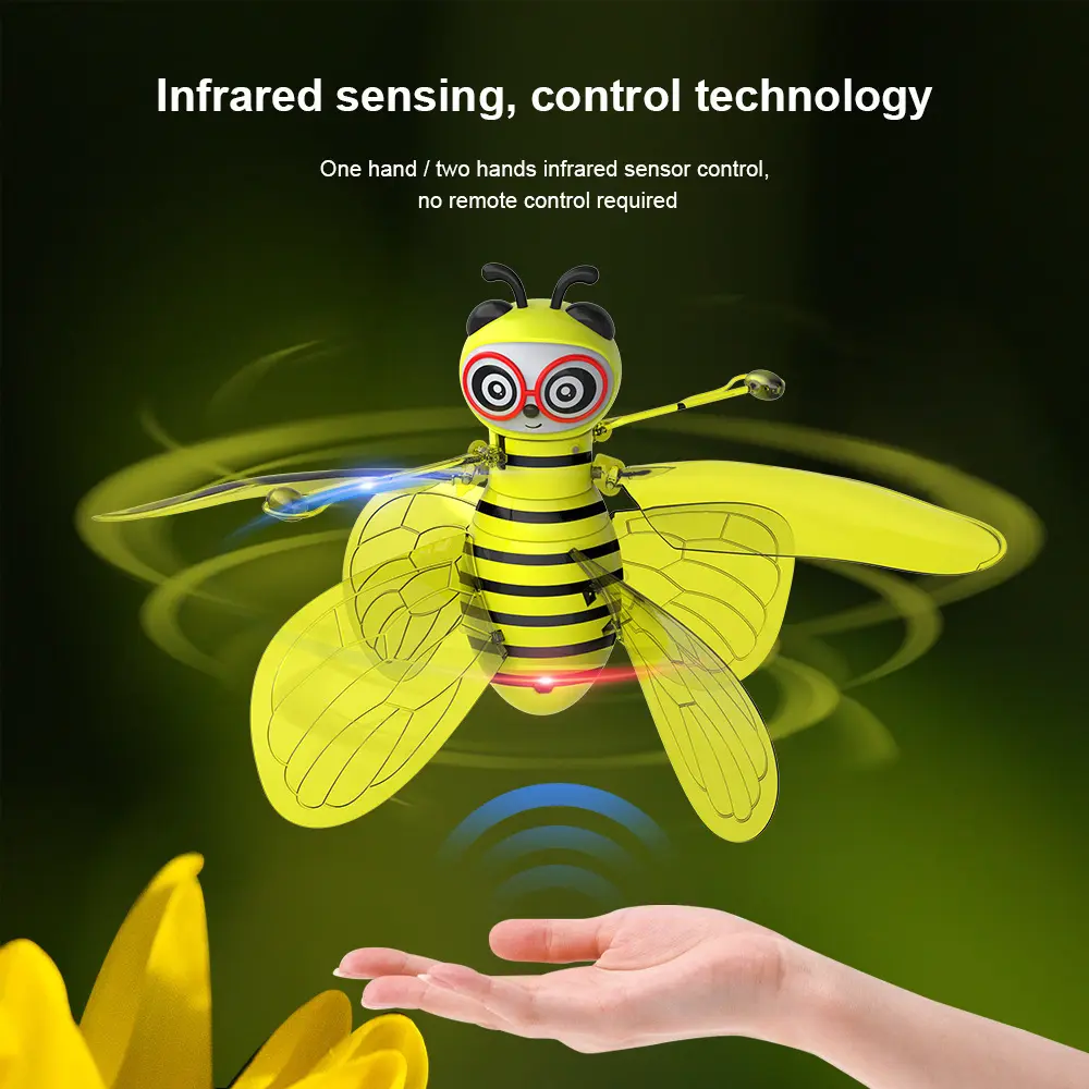 Little Bee Unisex Gesture & Infrared Sensing Interactive Flying Helicopter with Lights - No Remote Control Needed, 1 or 2 Hands Operation, Classic Novelty Toy for Kids, Christmas & Birthday Gifts