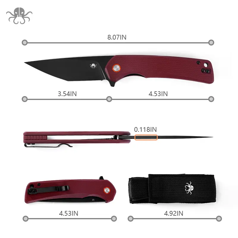KLAKEN J147-VIREX, D2 Blade With G10 Handle EDC Folding Pocket