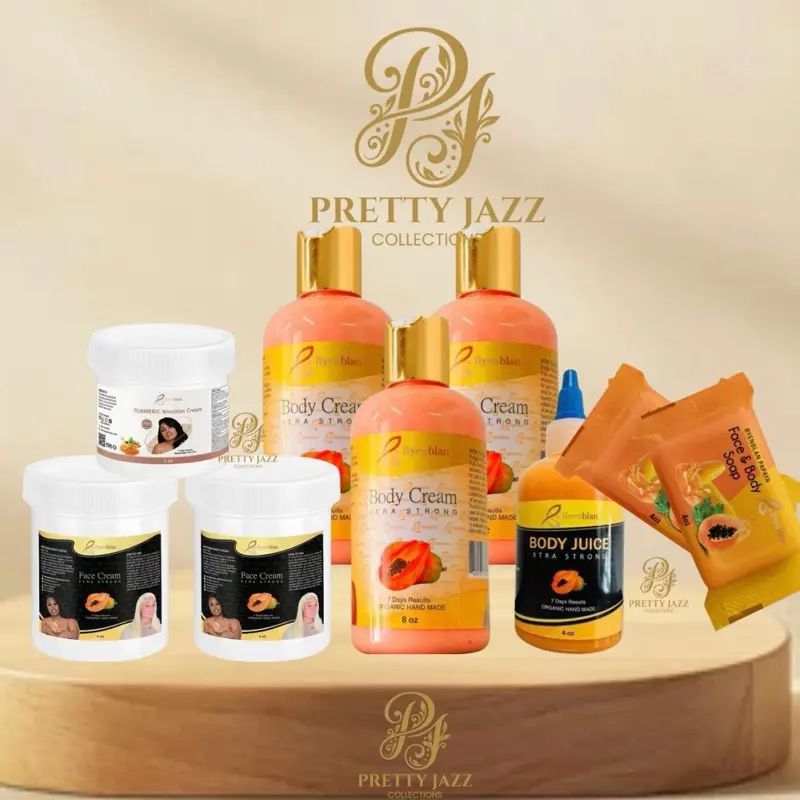 BYENBLAN Papaya 9pc Set - Golden Glow Cleanser Soap, Lightweight Face & Body Cream, Knuckle Cream, Body Smoothie for Radiant Skin, Even Tone., Moisturizer, Body Care