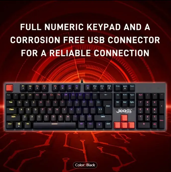 Red Switches 104 Keys Mechanical Keyboard With Ultra-Slim & Stylish Design,Anti-Ghosting Technology,Durable ABS Keycaps,11 LED Lighting Effects,Ergonomic Designed,Key Trigger Fast,Strong Anti-Interference Ability, Crisp Sound For Game Lovers, Programmers