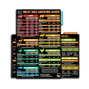 BBQ Meat Smoking Guide Magnet 4-Side Temperature Chart with Time & Wood Pairing Smoker Grill Accessories
