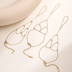 Hot Style Round Back of Hand Chain Finger Bracelet Bangle Stainless Steel Chic Fashion Jewelry Wholesale 2026 New