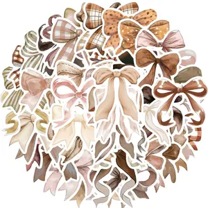 Bows Stickers, 50pcs/set Waterproof Bow Stickers, Cute Bow Knot Aesthetic Stickers, Vintage Bow Decals for Water Bottle Laptop Diary Phone Journal