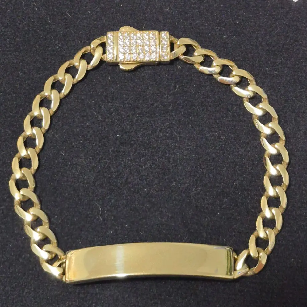10K Real Gold KIDS Monaco Bracelet - 6" Long, 6mm Wide, Free Engraving