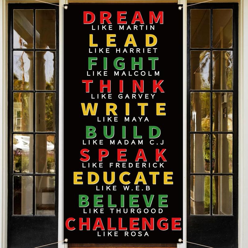 36x72in Black History Month Door Cover African American Festival Party Juneteenth Classroom Door Banner for Home Porch Decoration