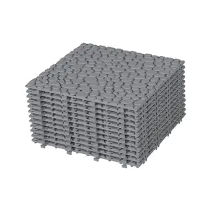 12 Pack Gray Interlocking Deck Tiles – 12"x12", Pebble Stone Pattern. Plastic, Waterproof, Anti-Slip. 440 lbs Weight Capacity. Perfect for Patio, Balcony, or Bathroom
