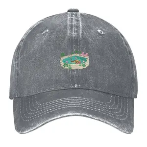 Vintage Washed Dad Hat Cute Dog & Cat Pool Baseball Cap,Retro Washed Cotton Cap Summer Pool Party Pet Lover Hat,Aesthetic Distressed Baseball Cap Quirky Pool Graphic Dad Hat,Must-Have Summer Vibe,DTF Print,Unisex