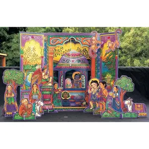 Vrindavan Interactive Die-Cut Paper Playset - Illustrated, Fold-Out Temple, Fold-Out Altar, Krishna Figures for Indian Culture-Focused Children's Literature & Art Enrichment Books