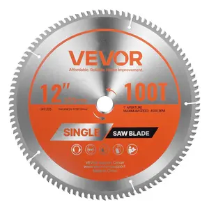fathersdaygift VEVOR Circular Saw Blade, 12 inch Diameter, 100 Sharp Alloy Teeth, 1 inch Arbor, Fine Finish, Aluminum Cutting Blade for Circular Saw, with Noise-Reducing Heat Vents, for Cutting Steel and Metal
