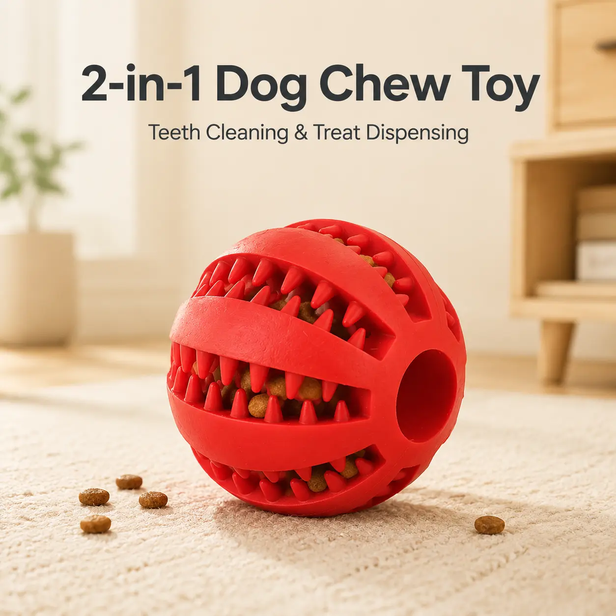 Dog Dental Cleaning Treat Ball | Slow Feeder Chew  | Food-Grade Silicone Interactive Dog Ball | Anxiety Relief Enrichment  | Plaque Removal Chew Ball for Small Medium Large Dogs stuffer gift rope toys pets Squeaky Plush Tug puppy