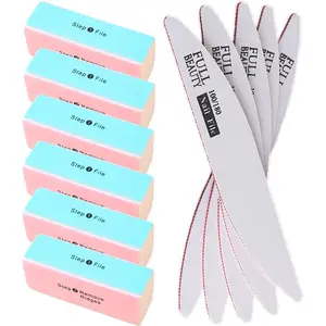 Nail File and Nail Buffer Block Set(11PCS), Buffer Block Nail Files Double Sided 100/180 Grit & 4 Way Colorful Buffing Block Shine Polisher for Acrylic and Natural Nails