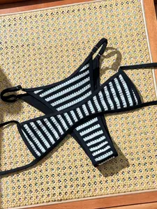 Women's Two-Piece Bikini Set, Spring Summer Beachwear Swimwear, Sexy Backless Triangle Design, Tight-Fitting Swimsuit, High Stretch Bikini, Stripe Bikini