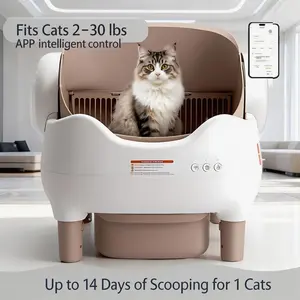 【For fans limited time】Self Cleaning Litter Box, Automatic Cat Litter Box with APP Control, Odor-Free  Large Waste Bin, Open-Top for Multi Cats