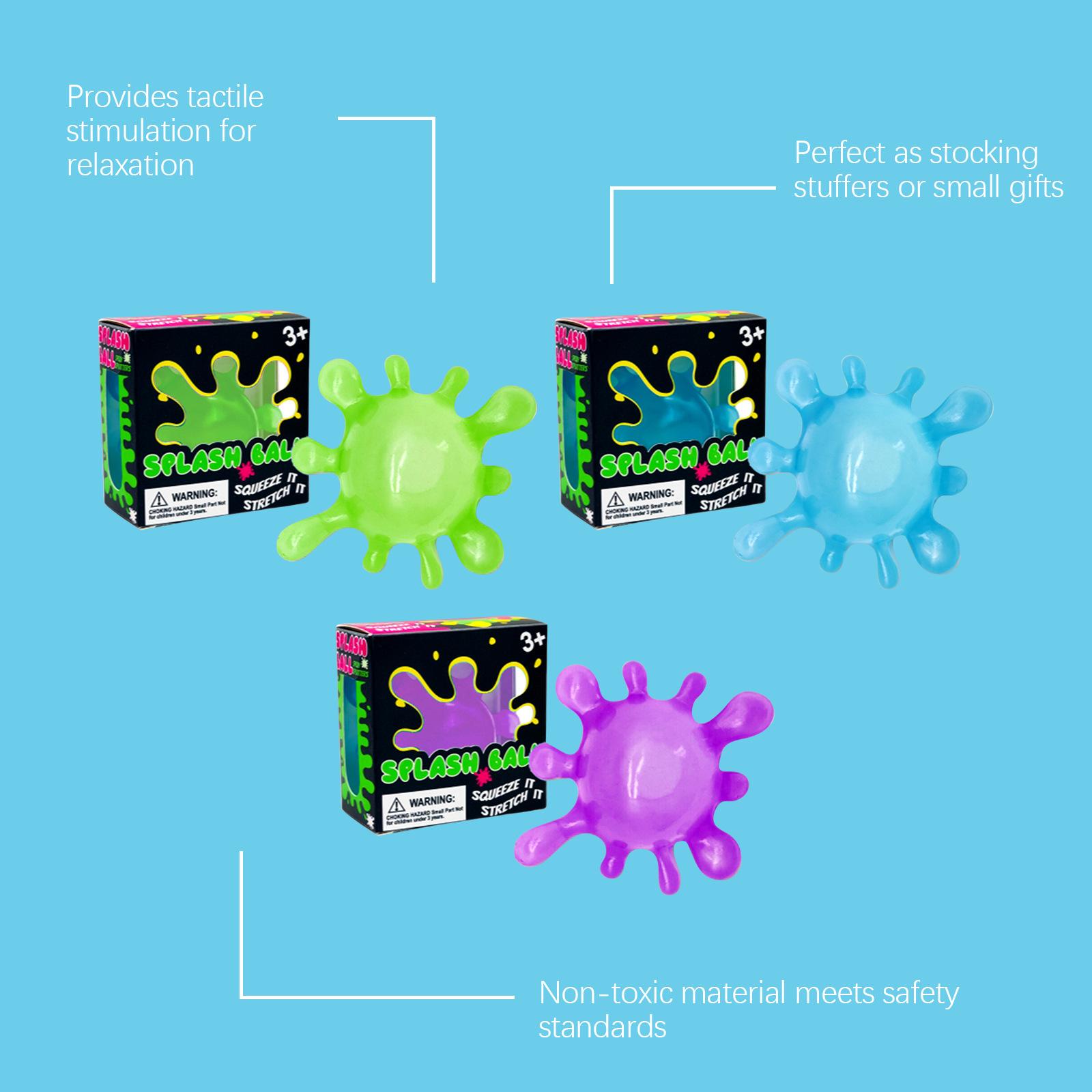Stretchable squeeze Splash Ball toy for stress relief, blue water drop sensory fidget toys for kids and adults, squishy splat ball toy for anxiety relief, cool office desk toys, birthday party favors, stocking stuffers, sensory classroom prizes