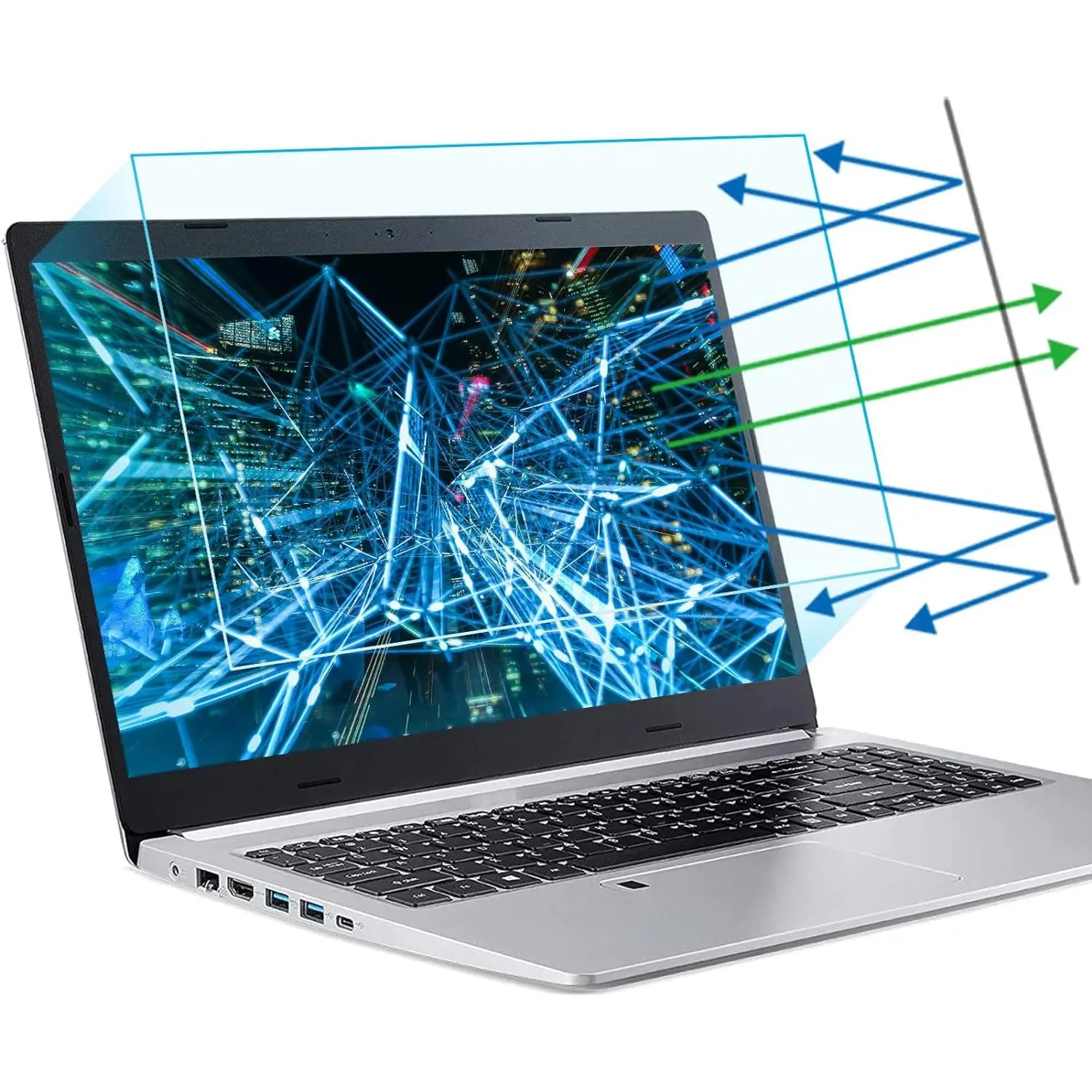 2-Pack 15.6in Anti-Blue Light Screen Protector for 15in 16:10 Aspect Ratio Laptops - Blue Light Filtering, Eye Protection, Anti-Glare, Reduces Eye Fatigue